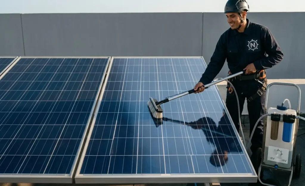 Nettoyage des panneaux solaires à Tanger avec comparaison avant après.