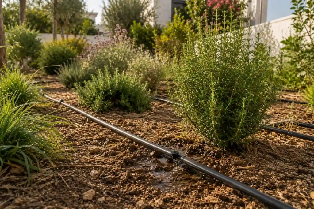 Gardening in Tangier with drip irrigation for Mediterranean garden plants
